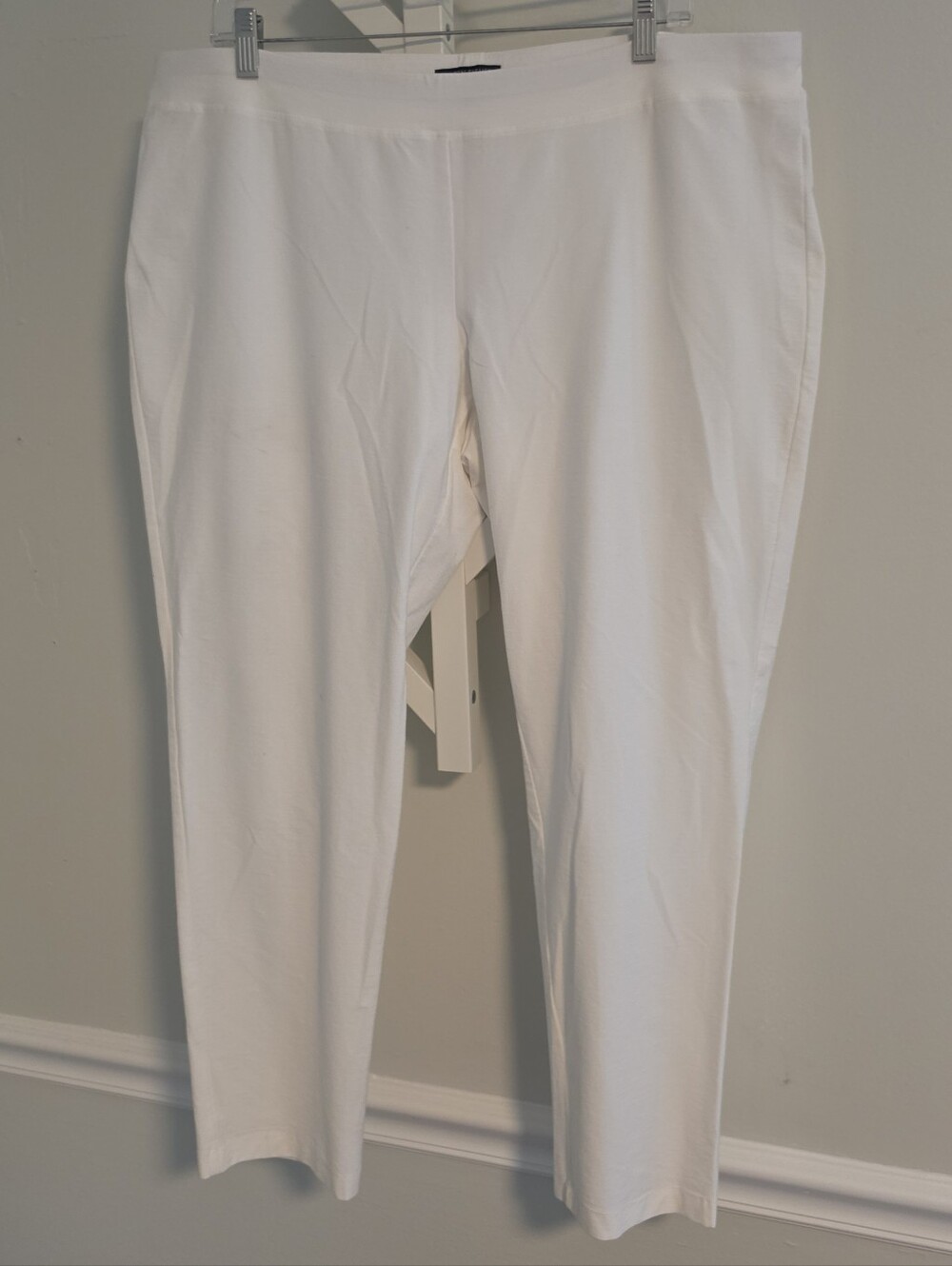 Eileen Fisher Washable Stretch Crepe Wide Leg Ankle Pants White XL